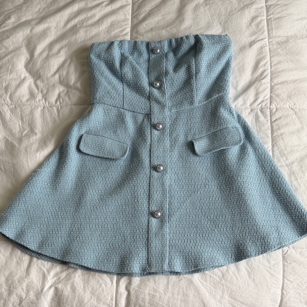 Strapless Blue Dress